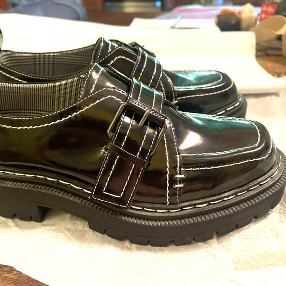 NEW Black Patent Slip-On Lug Sole Oxford Loafer Edelle by Circus by Sam Edelman - Picture 6 of 12